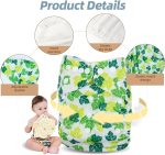 Baby Cloth Nappies Babies 10 Pack Washable Nappies Diapers 5 Cloth Diapers & 5 Reusable Nappies Inserts Adjustable Super Absorbent Pocket Nappy Infants (Gray Unicorn Flamingo Rabbit Lemon) - Image 2